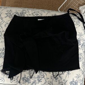 Marques Almeida black denim frayed knot skirt